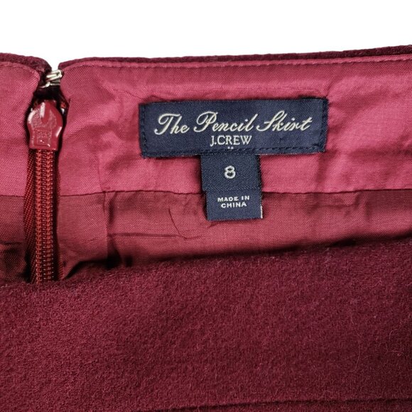 J Crew The Pencil Skirt 8 Burgundy Red Wool Skirt PERFECT FOR CHRISTMAS - Picture 6 of 10